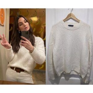 New Nili Lotan | Olympia Silk and Cashmere Sweater in Ivory